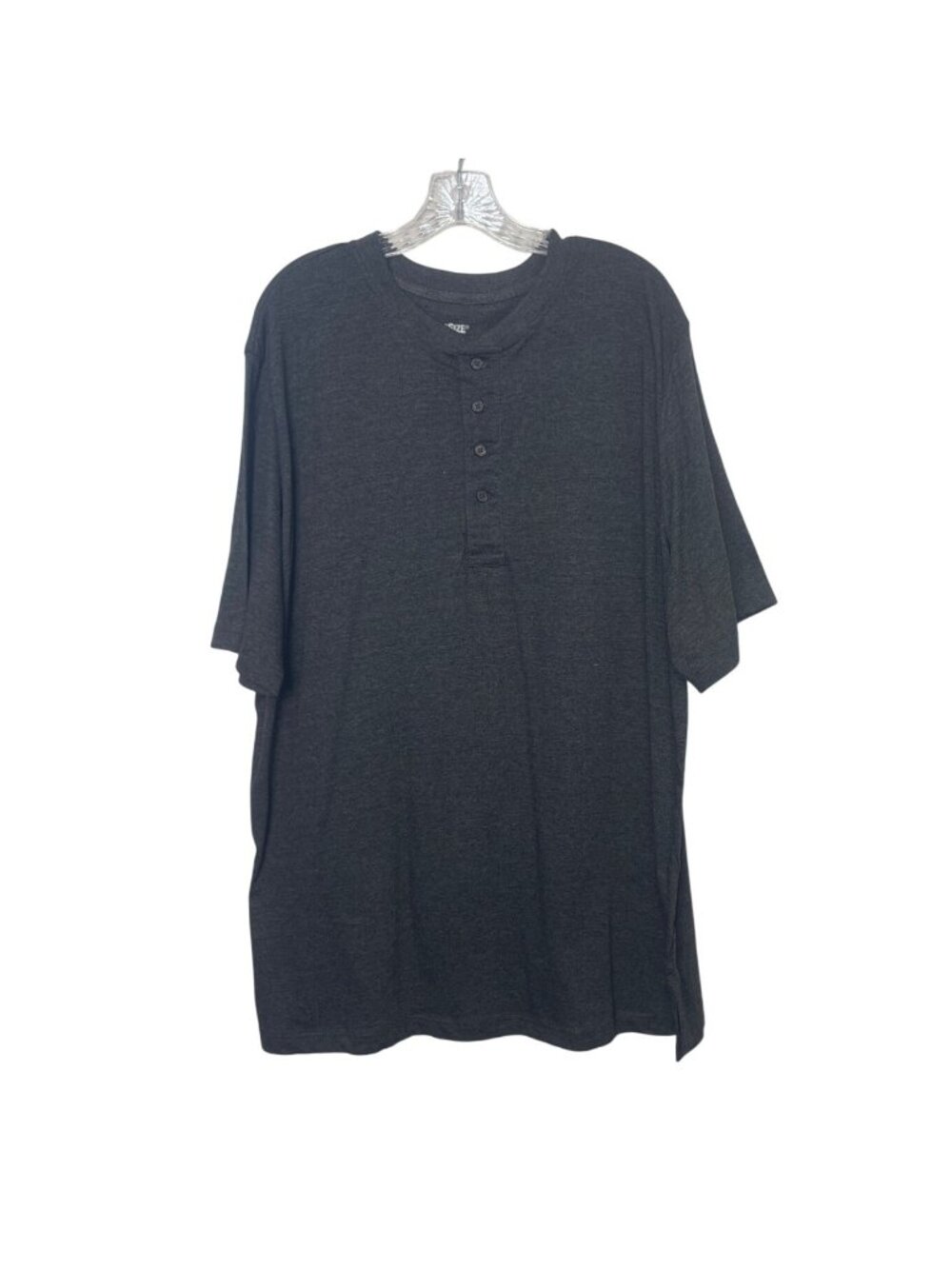 KingSize Henley Shirt Mens 2XL Gray Short Sleeves